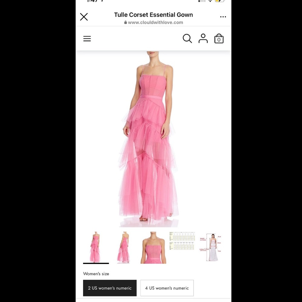Clouldwithlove hot pink tulle corset gown size 4!